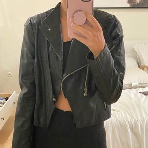 Love stitch leather jacket